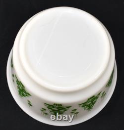 Hazel Atlas Christmas Tree Milk Glass Punch Bowl and 8 Cups Mugs Vintage Set