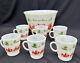 Hazel Atlas Milk Glass Tom And Jerry 6 Mugs /cups And Bowl Punch Bowl