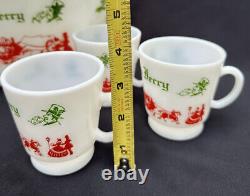 Hazel Atlas Milk Glass Tom and Jerry 6 Mugs /Cups and Bowl Punch Bowl