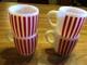 Hazel Atlas Vintage Milk Glass Mugs With Red Stripes Pattern Set Of Four