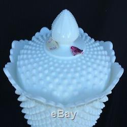 Hobnail Milk Glass by Fenton COOKIE JAR Canister 11 Tall Ex Cd with Label