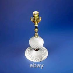 Hobnail White Milk Glass Lamps Electric Turn Key Mint Condition Boudoir Pair