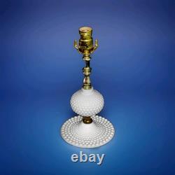 Hobnail White Milk Glass Lamps Electric Turn Key Mint Condition Boudoir Pair