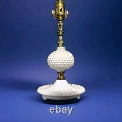 Hobnail White Milk Glass Lamps Electric Turn Key Mint Condition Boudoir Pair