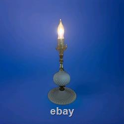 Hobnail White Milk Glass Lamps Electric Turn Key Mint Condition Boudoir Pair