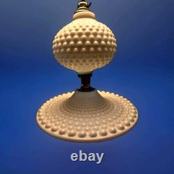 Hobnail White Milk Glass Lamps Electric Turn Key Mint Condition Boudoir Pair
