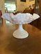 Hobnail White Ruffled Milk Glass Footed Bowl, Candy Dish Cream Serving Bowl 1970