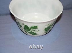 Htf Hazel Atlas Green Christmas Holly Leaf Eggnog Punch Bowl + 6 Cups Mugs