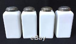 Htf Set Of 4 Mckee 6 Tall White Milk Glass Depression-era Range Shakers