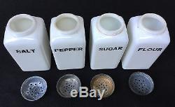 Htf Set Of 4 Mckee 6 Tall White Milk Glass Depression-era Range Shakers