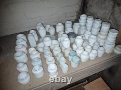 Huge 80+ piece milk glass jar lot, antique, cosmetic jars
