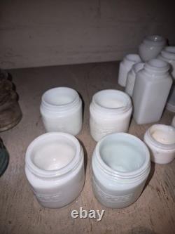 Huge 80+ piece milk glass jar lot, antique, cosmetic jars