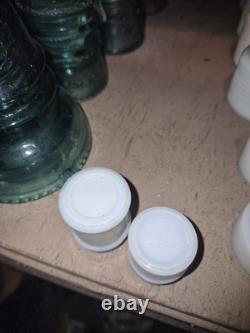 Huge 80+ piece milk glass jar lot, antique, cosmetic jars