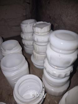 Huge 80+ piece milk glass jar lot, antique, cosmetic jars