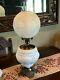 Huge Fenton Grape Milk Glass Gone With The Wind Lamp 29 Tall Works, Beautiful