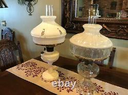Huge Fenton Grape Milk Glass Gone with the Wind Lamp 29 Tall WORKS, BEAUTIFUL