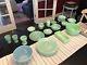 Huge Lot Of Jadeite Green, Blue, White, Milk Glass Bowls, Plates, Cups 37 Pcs