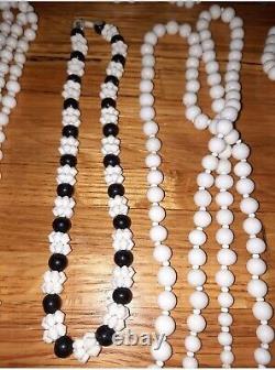 Huge lot of vintage white milk glass Western Germany beads 4 repurpose jewelry