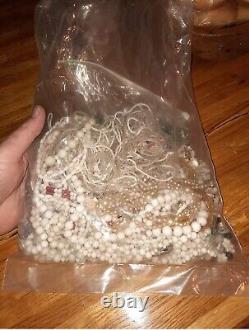 Huge lot of vintage white milk glass Western Germany beads 4 repurpose jewelry