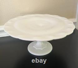 INDIANA GLASS White Milk Glass Footed Pedestal Cake Desert Serving Stand NEW