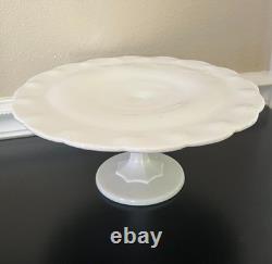 INDIANA GLASS White Milk Glass Footed Pedestal Cake Desert Serving Stand NEW