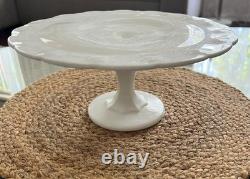 INDIANA GLASS White Milk Glass Footed Pedestal Cake Desert Serving Stand NEW