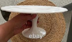INDIANA GLASS White Milk Glass Footed Pedestal Cake Desert Serving Stand NEW