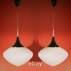 Iconic Vintage White Milk Glass Opaline Pendant Ceiling Light 2 Available