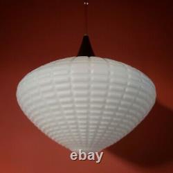 Iconic Vintage White Milk Glass Opaline Pendant Ceiling Light 2 Available