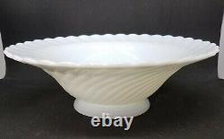 Imperial Glass Co Newbound 1920's Milk Glass Swirl Console Bowl Candleholder Set