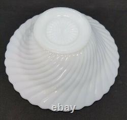 Imperial Glass Co Newbound 1920's Milk Glass Swirl Console Bowl Candleholder Set