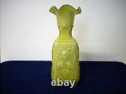 Imperial Glass Mephistopheles Green With white Milk Glass Vase Devil Face