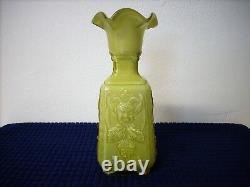 Imperial Glass Mephistopheles Green With white Milk Glass Vase Devil Face