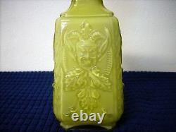 Imperial Glass Mephistopheles Green With white Milk Glass Vase Devil Face