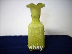 Imperial Glass Mephistopheles Green With white Milk Glass Vase Devil Face