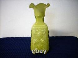 Imperial Glass Mephistopheles Green With white Milk Glass Vase Devil Face
