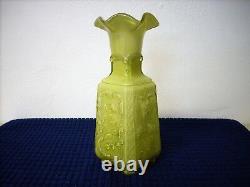 Imperial Glass Mephistopheles Green With white Milk Glass Vase Devil Face