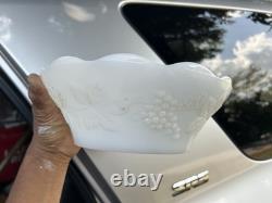 Imperial Glass White Milk Glass Grape Pattern 6 oz Decorative Cup Set