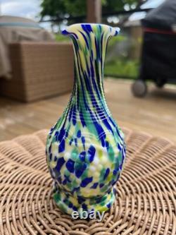 Imperial Milk Glass Loganberry Grape 6 Vase Vigna Vetro Frit Blue Green White