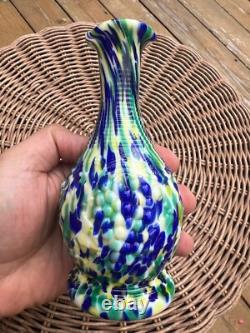 Imperial Milk Glass Loganberry Grape 6 Vase Vigna Vetro Frit Blue Green White