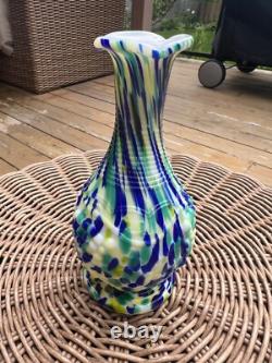 Imperial Milk Glass Loganberry Grape 6 Vase Vigna Vetro Frit Blue Green White