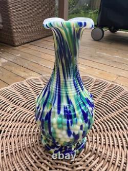 Imperial Milk Glass Loganberry Grape 6 Vase Vigna Vetro Frit Blue Green White