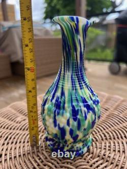 Imperial Milk Glass Loganberry Grape 6 Vase Vigna Vetro Frit Blue Green White