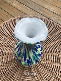 Imperial Milk Glass Loganberry Grape 6 Vase Vigna Vetro Frit Blue Green White