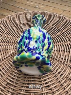 Imperial Milk Glass Loganberry Grape 6 Vase Vigna Vetro Frit Blue Green White