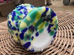 Imperial Milk Glass Loganberry Grape 6 Vase Vigna Vetro Frit Blue Green White