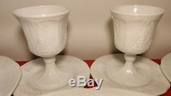 Indiana Colony White Grape Harvest Milk Glass 34 Piece Dish and Cup Set