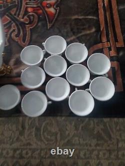 Indiana Glass Colony Harvest Milk Glass Punch Bowl Metal? Base 12 Cups Ladle