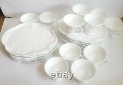 Indiana Glass Company Colony White Milk Glass Grape 23 pc Snack Sets UNUSED