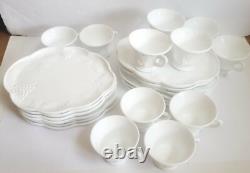 Indiana Glass Company Colony White Milk Glass Grape 23 pc Snack Sets UNUSED